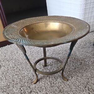 Vintagw Brass Dish With Heart Stand
